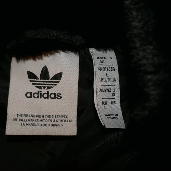 2 Mens Large Adidas SUPER SOFT Logo Faux Fur Firebird Jacket Coat & T Shirt - Picture 8 of 9